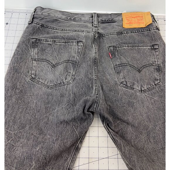 Levi's 501 Button Fly Jeans Black Denim  Acid Wash 33x32 (34x31 measured) Men's - Picture 9 of 15